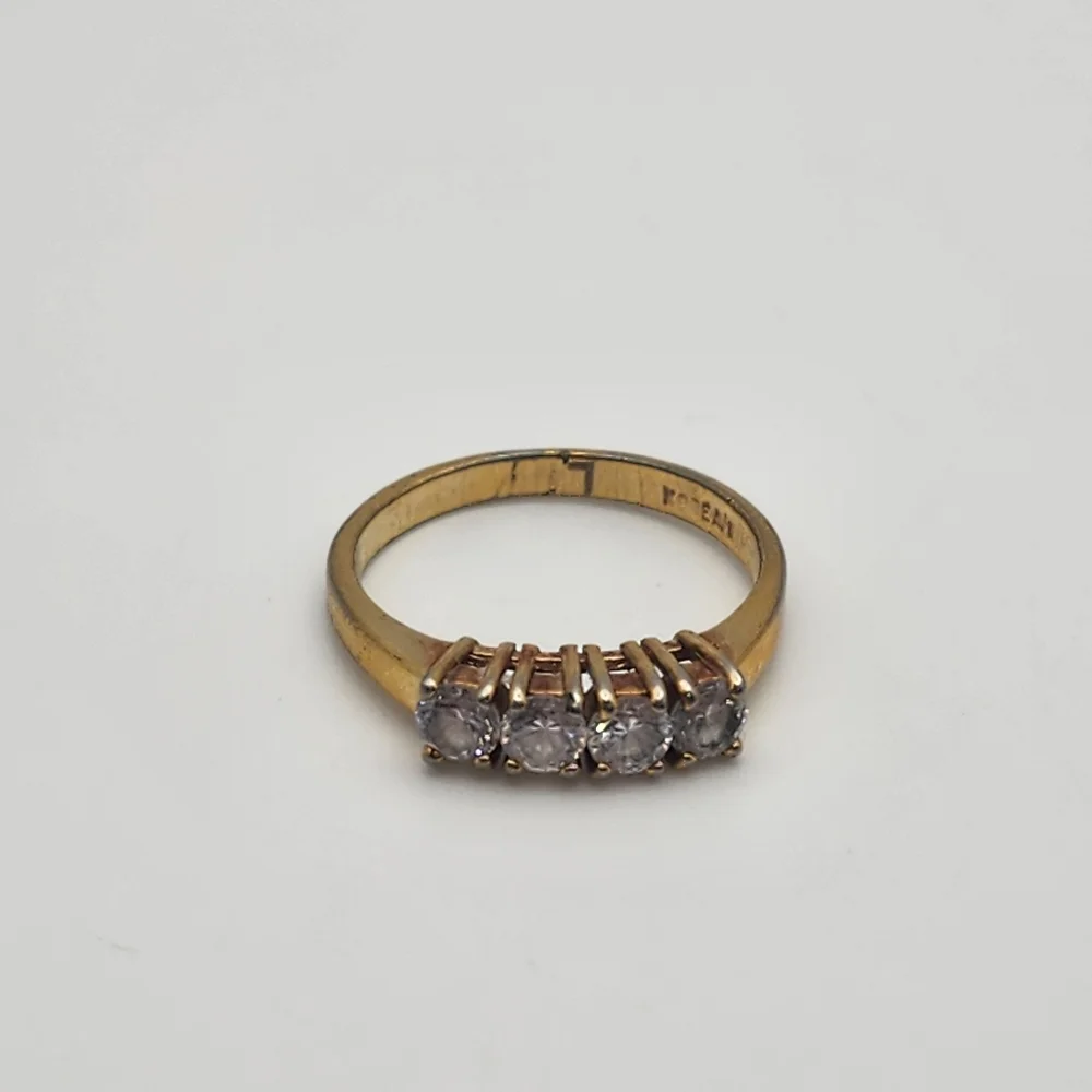 Vintage Gold Tone & Clear CZ Ring (7)
